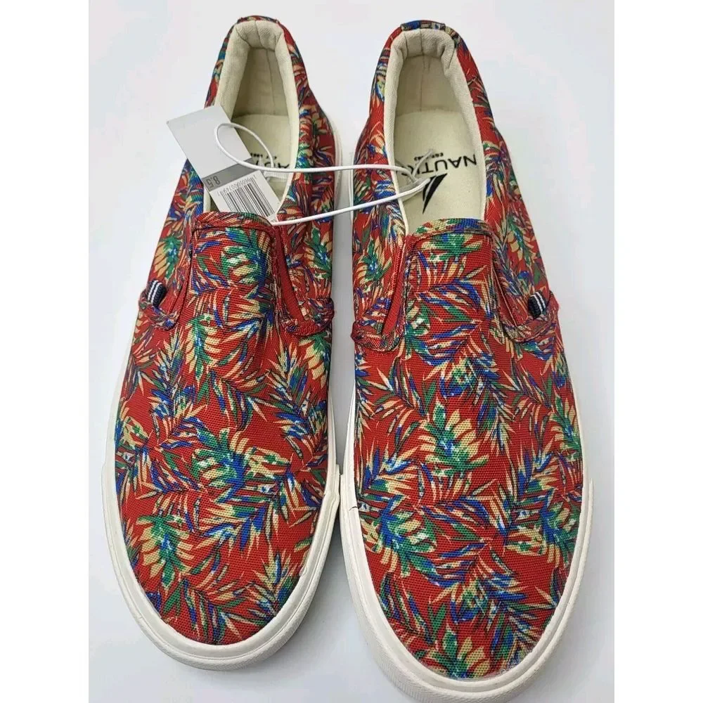 New Nautica Men's Size 8.5 Shoes Floral Red Palm Sneaker Loafer Chandler CV211-6